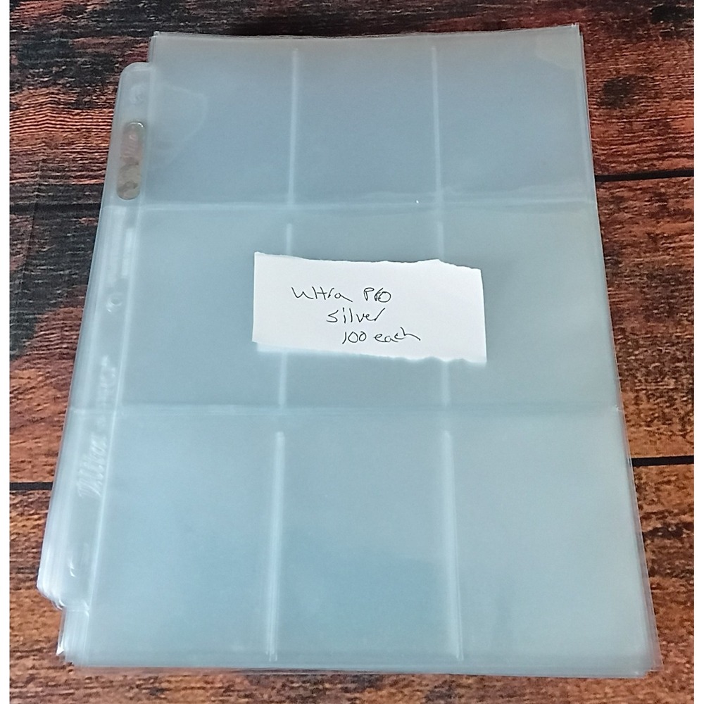 Ultra Pro Silver Series 9 Pocket Trading Card Pages 100 Count Bulk Pack Clear